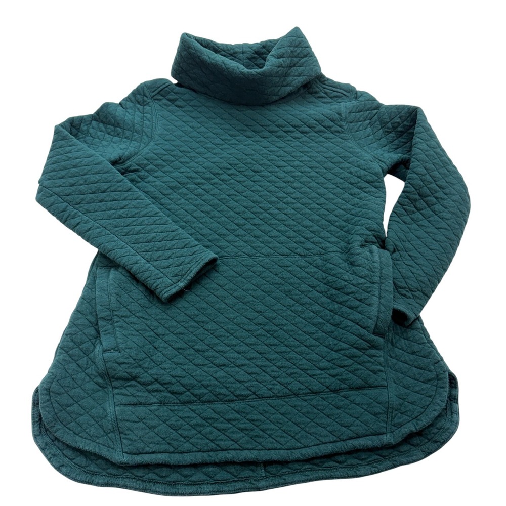 Duluth Trading Co M Quilted Cowl Neck Pullover‎ Teal Cotton Blend Cozy